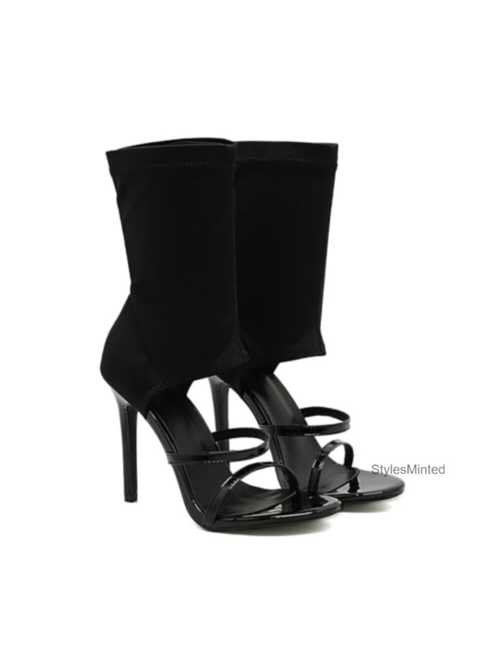 Women's High Top Stiletto Gladiator Sandals Elastic Ankle Strap Open Toe Heels
